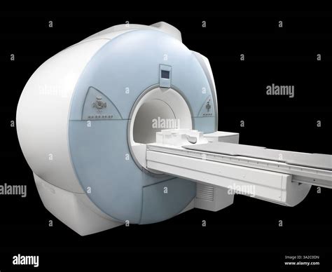 MRI Scanner - Magnetic resonance imaging machine isolated on black background. Medical ...