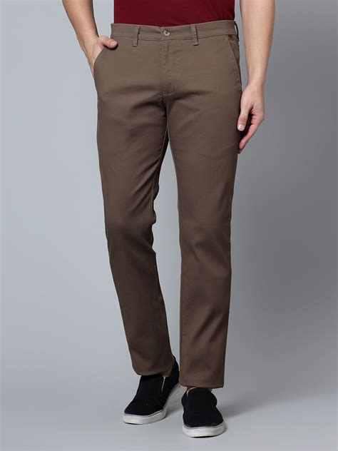 Men's Casual Flat front Brown Trousers – Cantabil