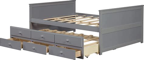 Buy HomSof Full Solid Wood Storage Bed Frame Captain Bed with Twin ...