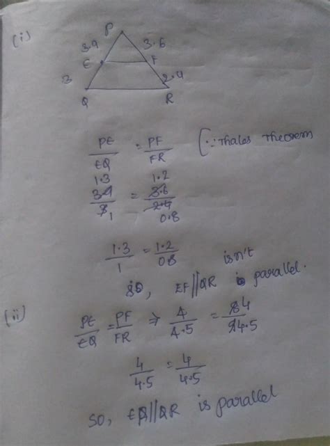 E and F are points on the sides PQ and PR respectively of a triangle ...