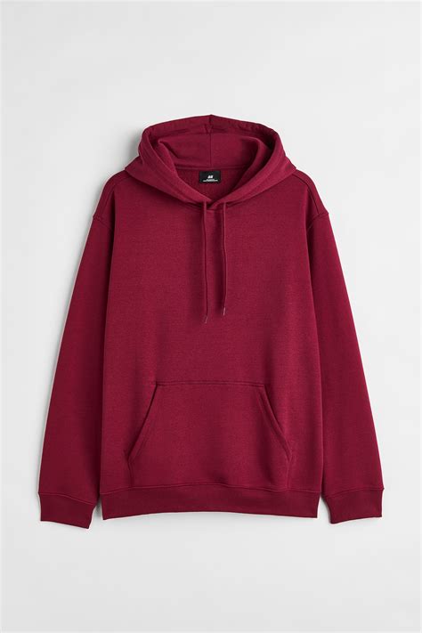 Loose Fit Hoodie - Burgundy - Men | H&M IN