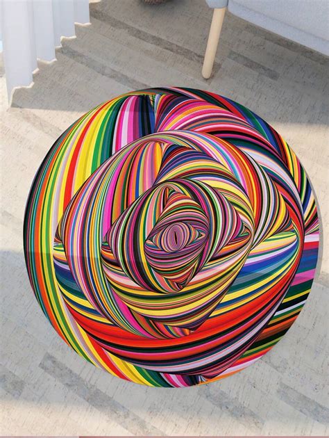 1pc Rainbow Rotation Abstract Carpet With Non-Slip Texture For Multi ...