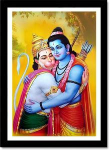 Shri Ram Hanuman Wall Poster With frame For Home And office Decor,Lord ...