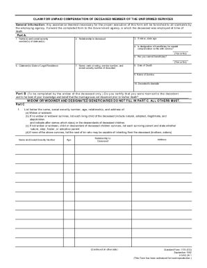 Claim for Unpaid Compensation of Deceased Member of the Uniformed ...