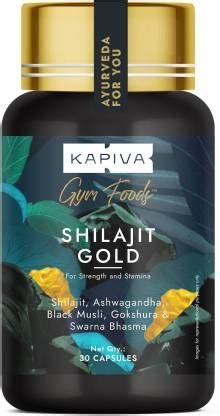 Kapiva Shilajit Gold 30 Capsules | Contains 24 Carat Gold | Boosts ...