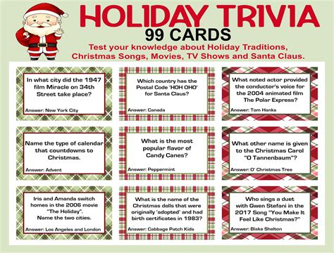 Christmas Trivia Game, Christmas Trivia Cards, Holiday Trivia Cards ...