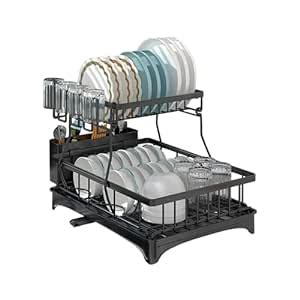 Mokshith 2 Tier Dish Racks for Kitchen Counter, Large Dish Drainer ...