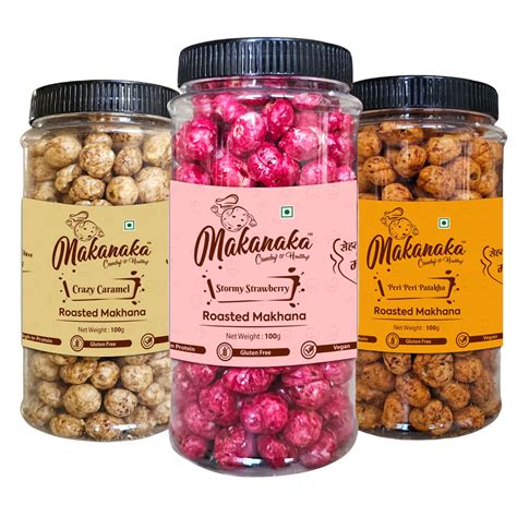 Makanaka Caramel, Strawberry & Peri Peri flavoured Roasted Makhana ...