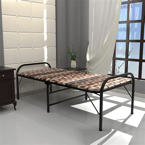 Honey Touch Folding Metal Bed with Mattress Single Bed Powder Coated ...