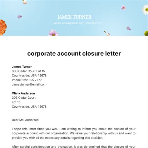 Free Corporate Account Closure Letter Template to Edit Online