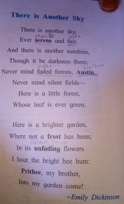 Find out an example of hyperbole from the poem and explain it ( there ...