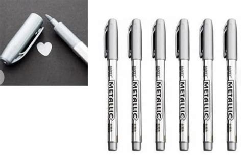 Paaroots Pack of 6 Metallic Silver Marker Pens for Card Making ...