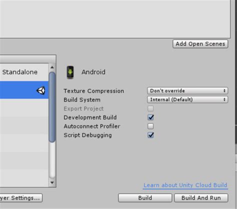 Unity Build for Android Settings 的图像结果