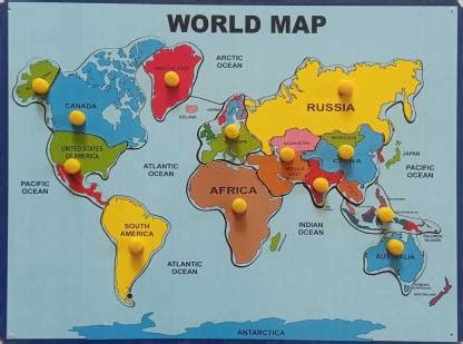 FireFlies Wooden World Map Puzzle JigSaw Puzzle for Kids - Wooden World ...