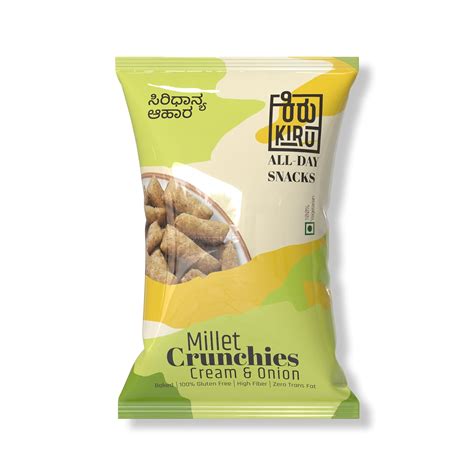 KIRU Millet Cream N Onion Crunchies | Pack of 3 | Baked Chips | Healthy ...