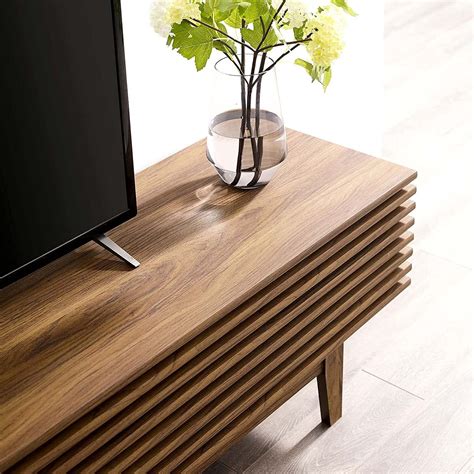 Modway render 71 mid century modern low profile tv stand in walnut 71 ...