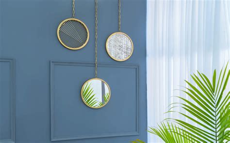 Sheesh Modern Gold & Glass Finish Round Wall Decor Hanging Set Of 3 Fo ...