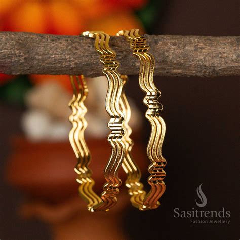 Serene 1 Gram Wave Design Gold Plated Bangles - Fluid Jewellery ...