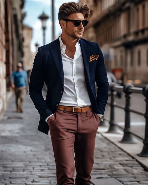 Navy Blue Blazer & Burgundy Pants | Hockerty