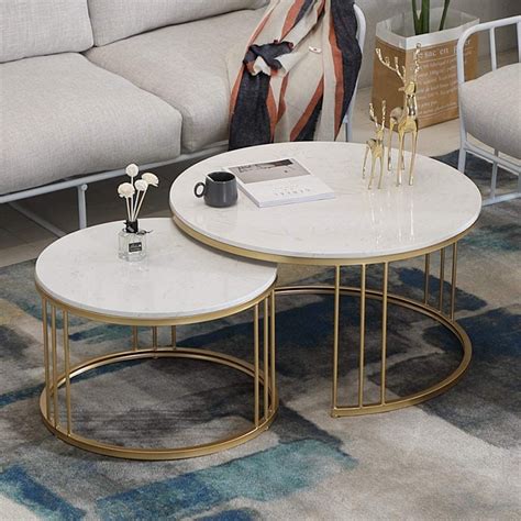 WoodenZone Metal Coffee Table Set, 2 Piece Stacking Nesting Coffee ...