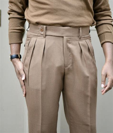 Men Brown Pleated Designer Bespoke Formal Gurkha Trouser Pants | Etsy
