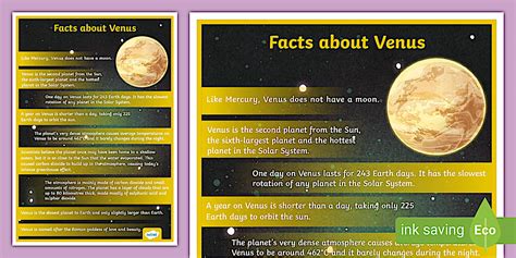 Facts about Venus Poster For Kids