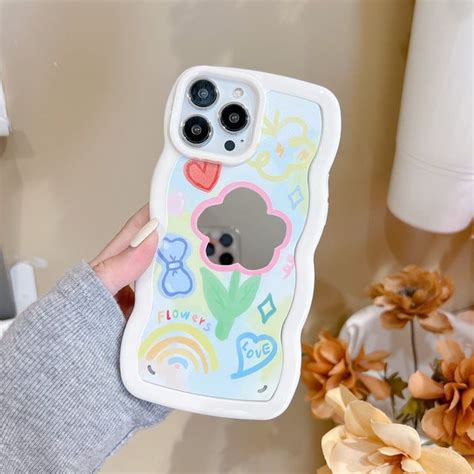 iPhone Wawy Style Mirror Case With Floral Love Design ( White ...