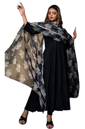 Buy Sugathari Women's Black Floral Print Tiered Midi Fit & Flare Dress ...