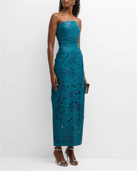 Cult Gaia Raylene Strapless Cutout Embroidered Gown In Seamoss | ModeSens