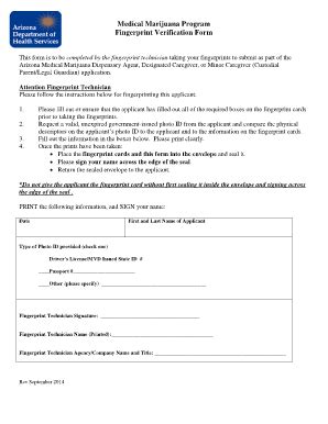 Medical Marijuana Program Fingerprint Verification Form - Azdhs - Fill ...