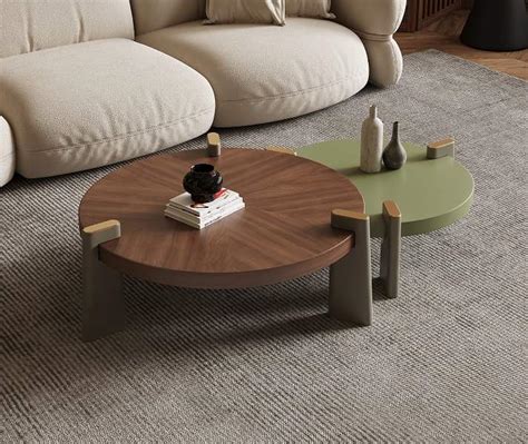 HORTON Coffee Tables Round Nesting Tables Set of 2, Tea Table, Living