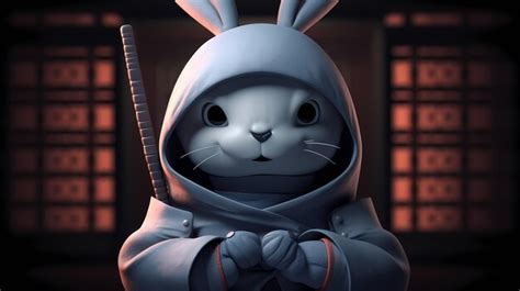 Premium Photo | Ninja rabbit cartoon Chinese style