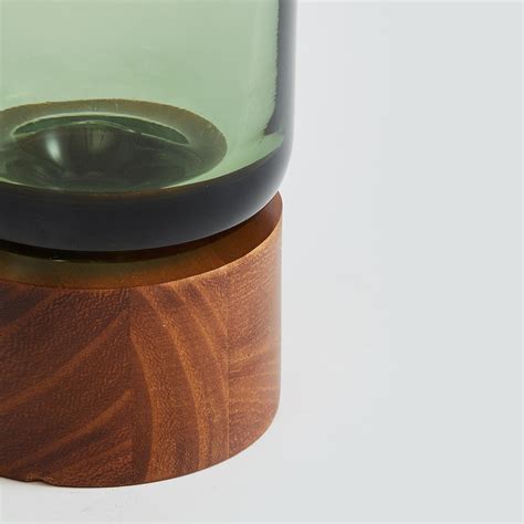 Buy Fern Living Glass Narrow Vase with Wooden Base from Home Centre at ...