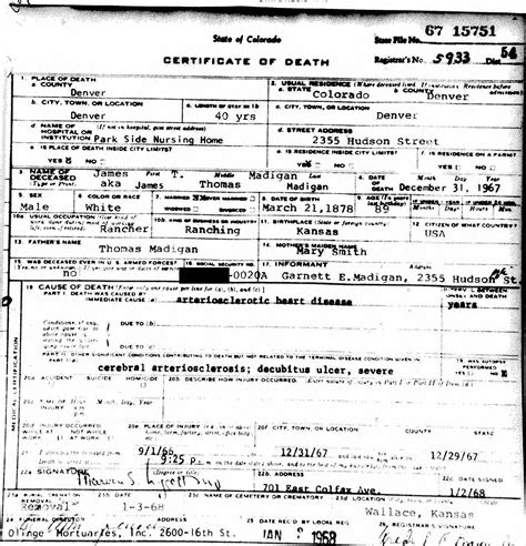 Colorado, Select County Death Records, 1986-2017 for James T. Madigan