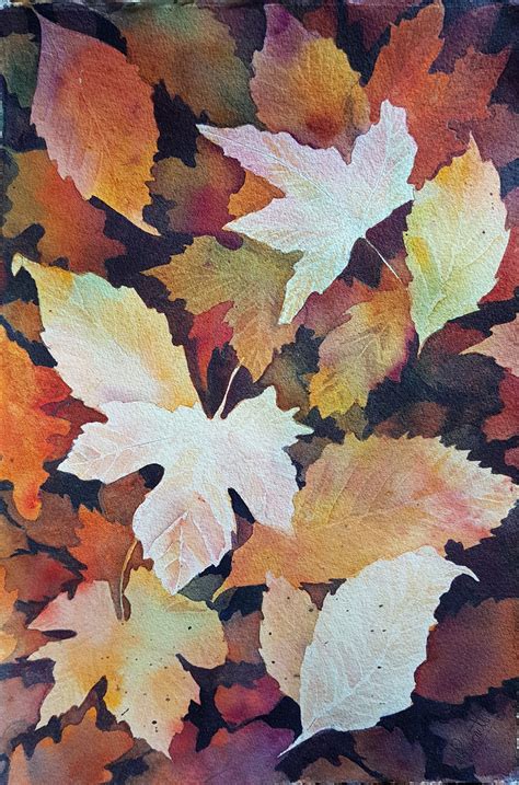 painting fall leaves with acrylics