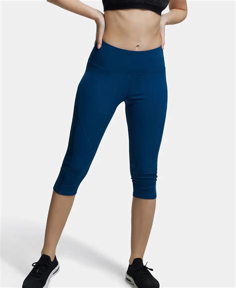 Buy Microfiber Elastane Slim Fit Capri with Back Waistband Pocket ...