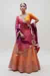 Buy Orange Silk, Organza Gota Patti, Embroidery, Floral Aari Bridal ...