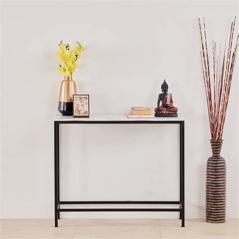 Buy Helios York Marble Top Console Table - White and Black from Helios ...