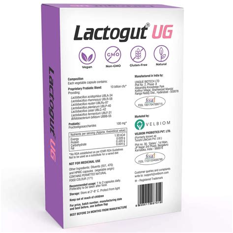 Buy VELBIOM LACTOGUT UG PROBIOTICS FOR UTIS Online & Get Upto 60% OFF ...