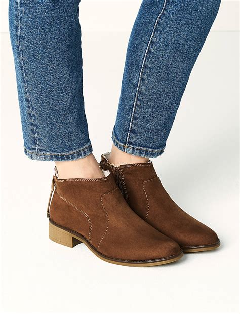 Buy Suede Biker Block Heel Ankle Boots at Marks & Spencer