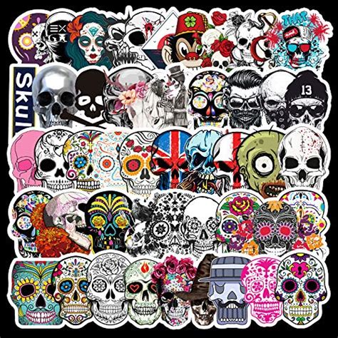 Sugar Skull Stickers Pack 50pcs Laptop Skull Decals Dia de Los Muertos ...