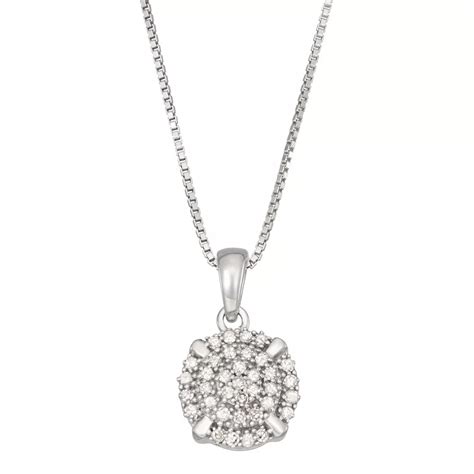 HDI Sterling Silver 1/5 Carat T.W. Diamond Cluster Pendant Necklace