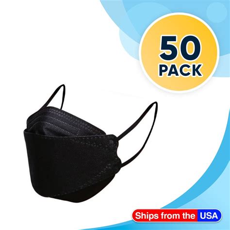 Buy 4Ply Black Disposable Face Mask - Scalloped Edges Foldable Masks ...