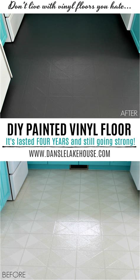 How to Paint a Vinyl Floor | DIY Painted Floors | Dans le Lakehouse