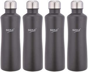 Sizzle Lifestyle Stainless Steel Matt Finish Fridge Water Bottle Set of ...