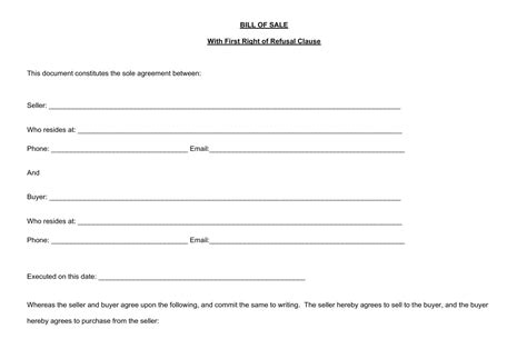 Horse Bill Of Sale With First Right Of Refusal | Detroit Chinatown