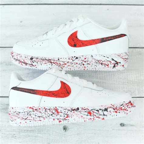 Nike Air Force 1 Custom Red & Black Splatter Swoosh | Ubuy India
