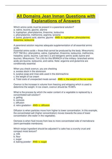 All Domains Jean Inman Questions with Explanations of Answers 2022/2023 ...