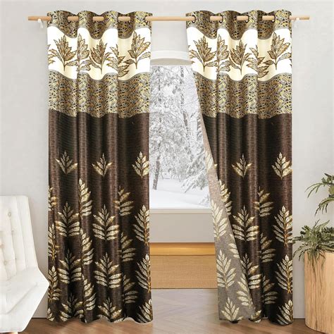 Buy Amazon Brand - Solimo Polyester 75% Blackout Leaf Print Long Door ...
