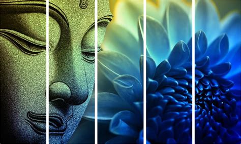 Inephos Vinyl Religious Painting, Blue, Buddha, Standard - 76X76 Cm ...
